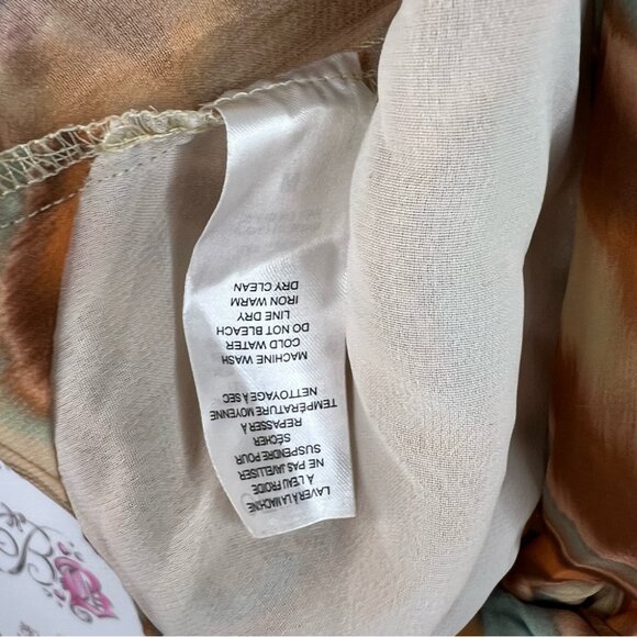 Dynamite blouse tie up swirls ribbon bow front brown Multicolor Tie-Front Blouse - Picture 9 of 11